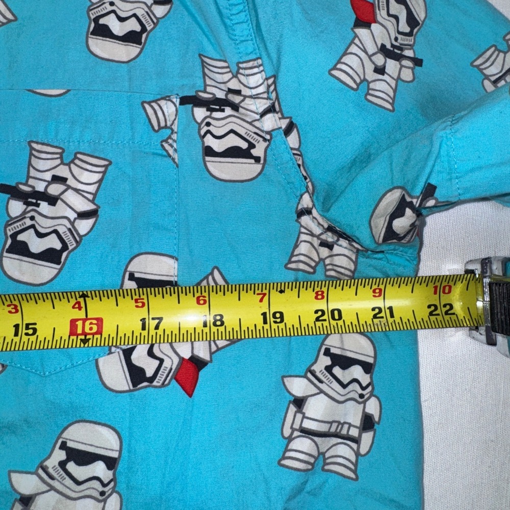 Disney Parks Star Wars Stormtrooper Button Down Shirt Mens Medium Blue Cotton - Picture 4 of 12